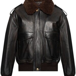 Versace  logo-debossed leather jacket