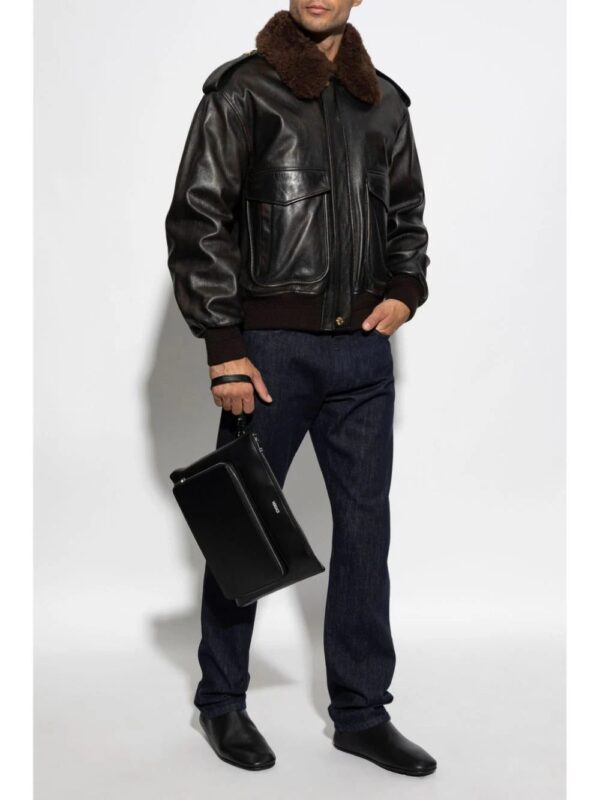 Versace  logo-debossed leather jacket - Image 2