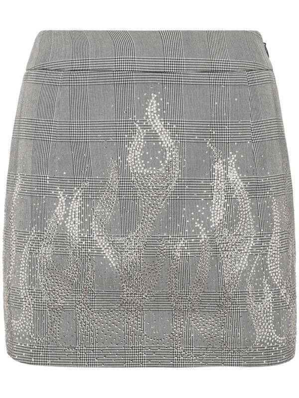 Philipp Plein  flame-appliqué mini skirt