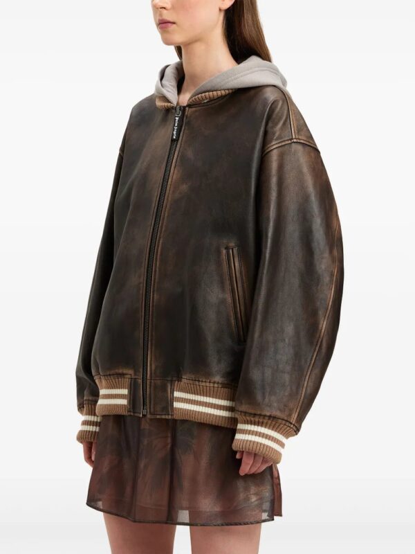 Palm Angels  curved logo leather bomber jacket - Image 4