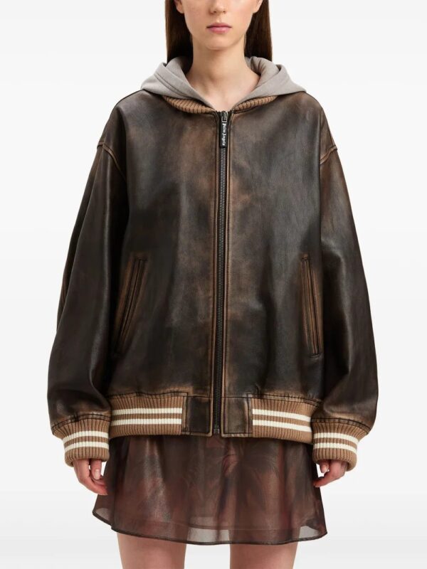 Palm Angels  curved logo leather bomber jacket - Image 3