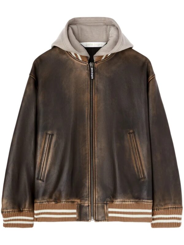 Palm Angels  curved logo leather bomber jacket