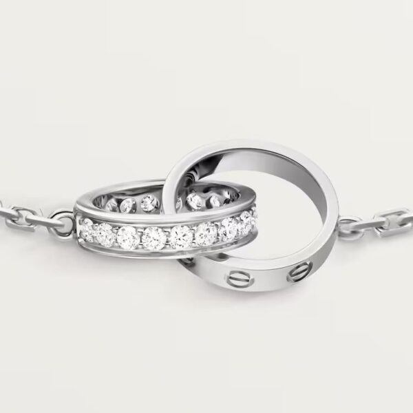 Cartier LOVE bracelet, on chain, half-paved - Image 3
