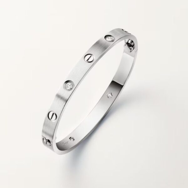 Cartier LOVE bracelet, classic model, brushed, 4 diamonds - Image 2