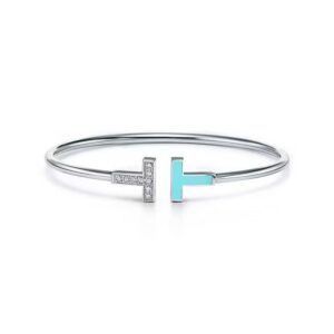 Tiffany T Diamond and Turquoise Wire Bracelet