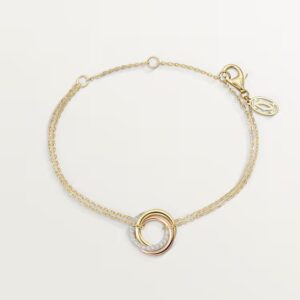 Cartier Trinity bracelet, on chain, diamonds