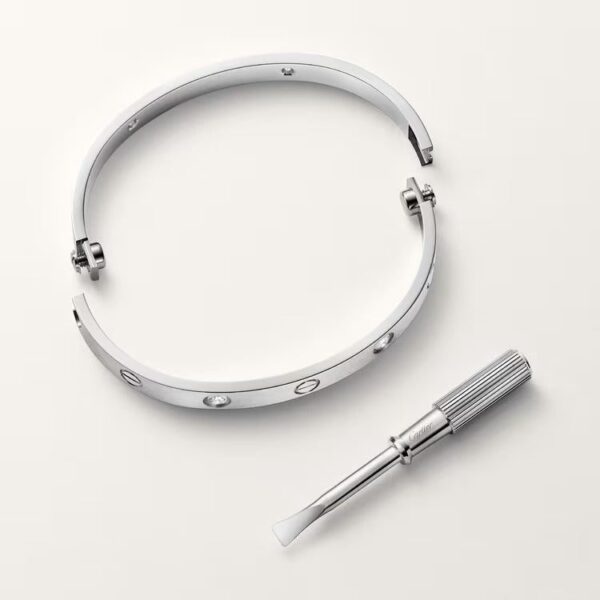 Cartier LOVE bracelet, classic model, brushed, 4 diamonds - Image 4