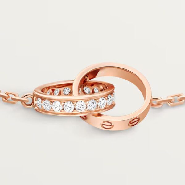 Cartier LOVE bracelet, on chain, half-paved - Image 3