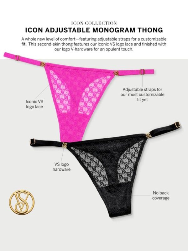 Victoria's Secret Icon by Victoria's Secret Lace Adjustable String Thong Panty . - Image 2