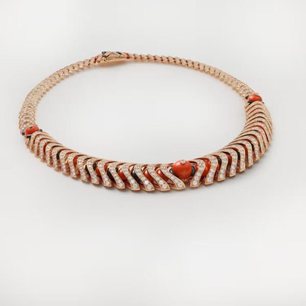 Cartier Géometrie & Contrastes necklace, coral, paved - Image 4