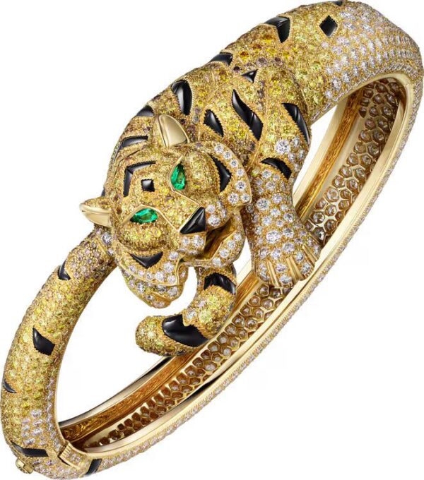 Cartier bracelet, yellow, orange and brown diamonds, paved