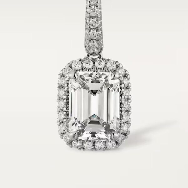 Cartier Destinée sleeper earrings, 2 emerald-cut diamonds, paved - Image 2