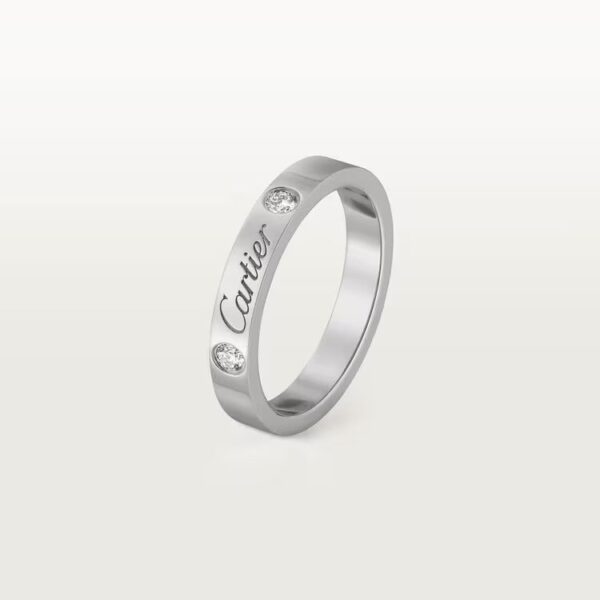 Cartier C de Cartier wedding band, 3 mm width, 2 diamonds
