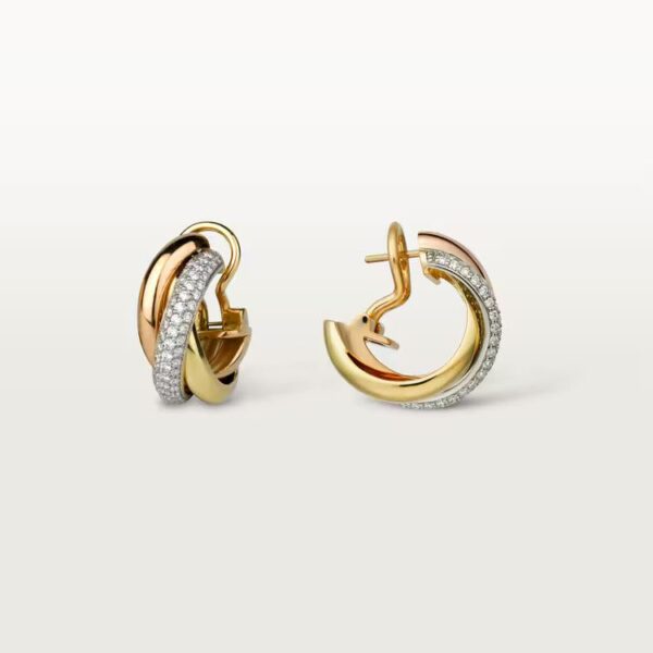 Cartier Trinity earrings, classic model, half-paved - Image 3