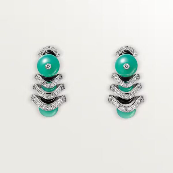 Cartier Géometrie & Contrastes earrings, chrysoprase, paved