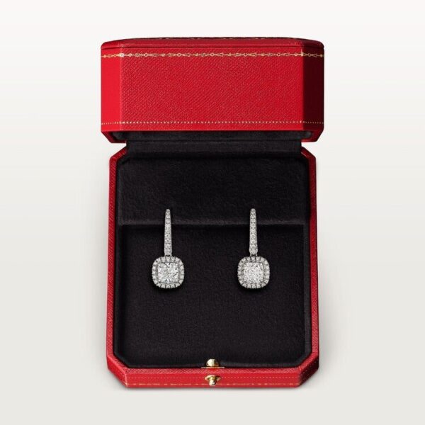 Cartier Destinée sleeper earrings, 2 emerald-cut diamonds, paved - Image 3