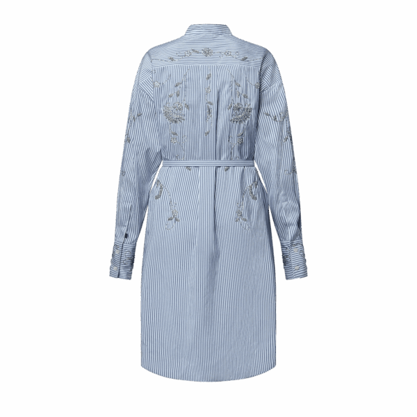 Louis Vuitton Bejeweled Floral Pinstripe Shirt Dress - Image 3