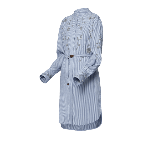 Louis Vuitton Bejeweled Floral Pinstripe Shirt Dress - Image 2