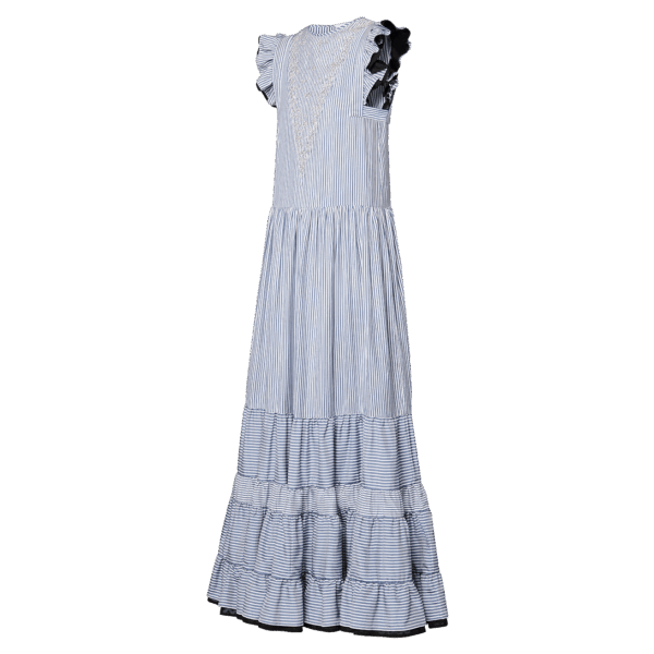 Louis Vuitton Bejeweled Pinstripe Tiered Dress - Image 2