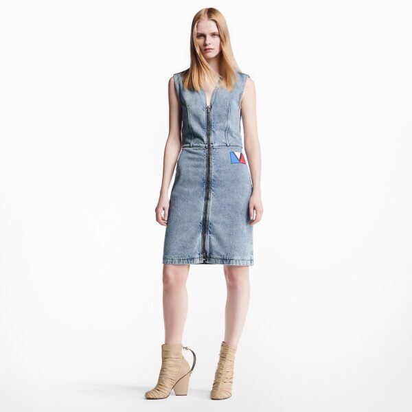 Louis Vuitton Bleached Denim Zip-Up Dress - Image 2