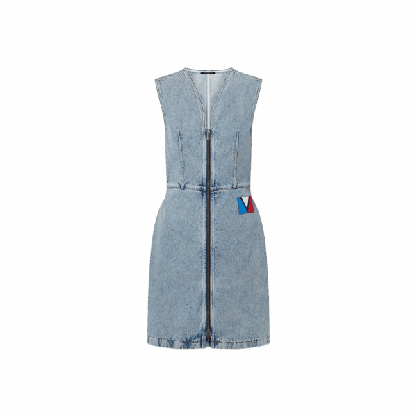 Louis Vuitton Bleached Denim Zip-Up Dress