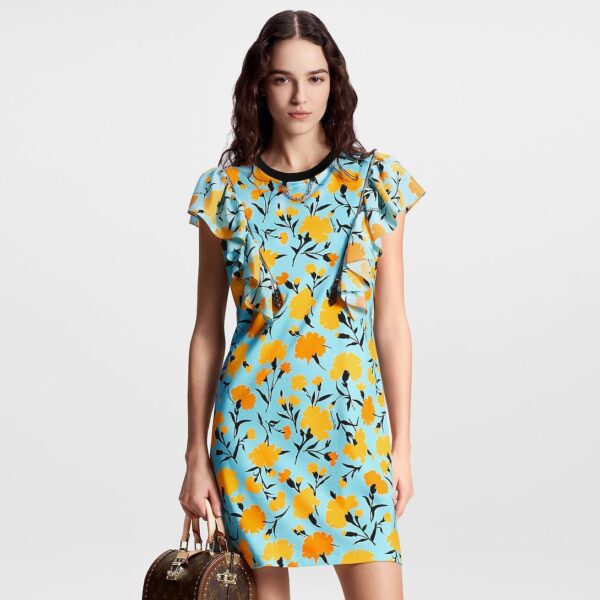 Louis Vuitton Carnation Print Flounce T-Shirt Dress - Image 3