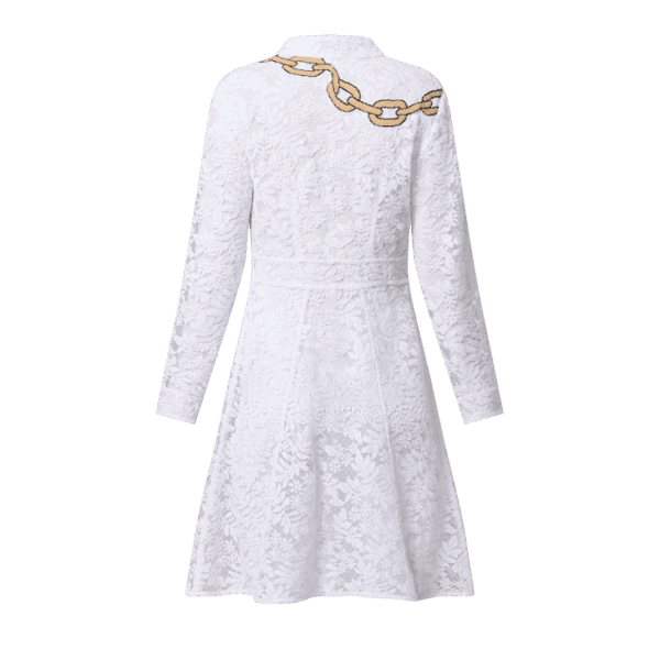 Louis Vuitton Chain Motif Lace Shirt Dress - Image 3