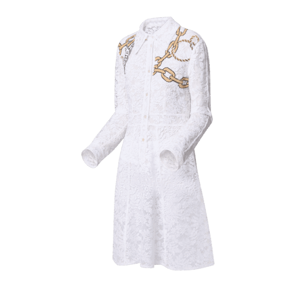 Louis Vuitton Chain Motif Lace Shirt Dress - Image 2