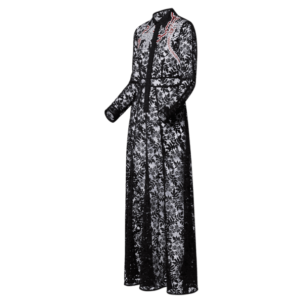 Louis Vuitton Chain Motif Long Lace Shirt Dress