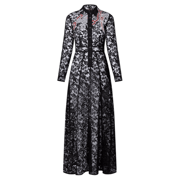 Louis Vuitton Chain Motif Long Lace Shirt Dress - Image 2