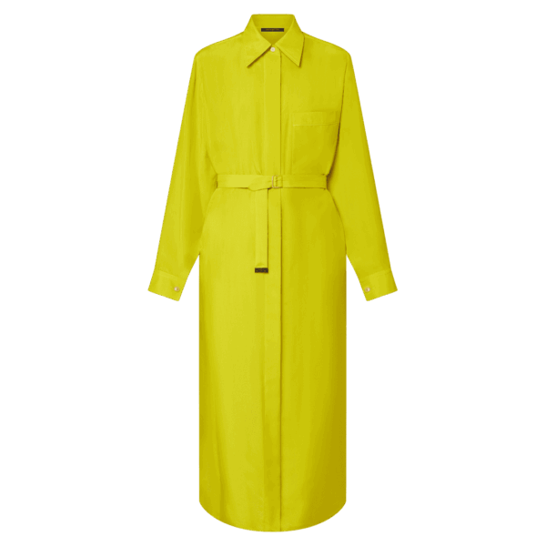 Louis Vuitton Chartreuse Silk Shirt Dress