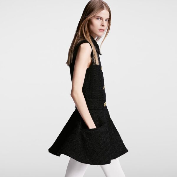Louis Vuitton Double-Breasted Tweed Mini Dress - Image 3