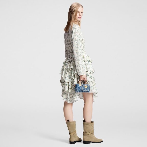 Louis Vuitton Floral Print Long-Sleeved Tiered Dress - Image 4