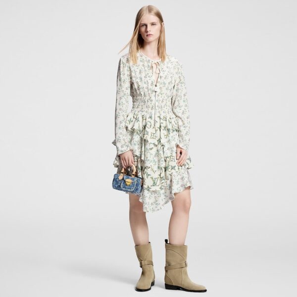Louis Vuitton Floral Print Long-Sleeved Tiered Dress - Image 2