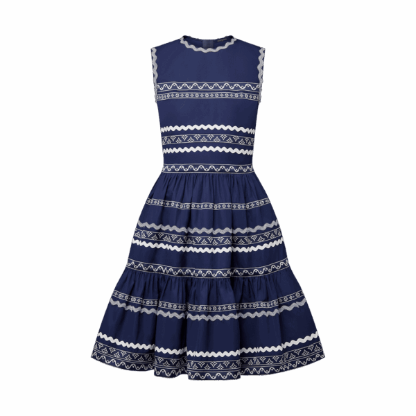 Louis Vuitton Graphic Trim Tiered Dress