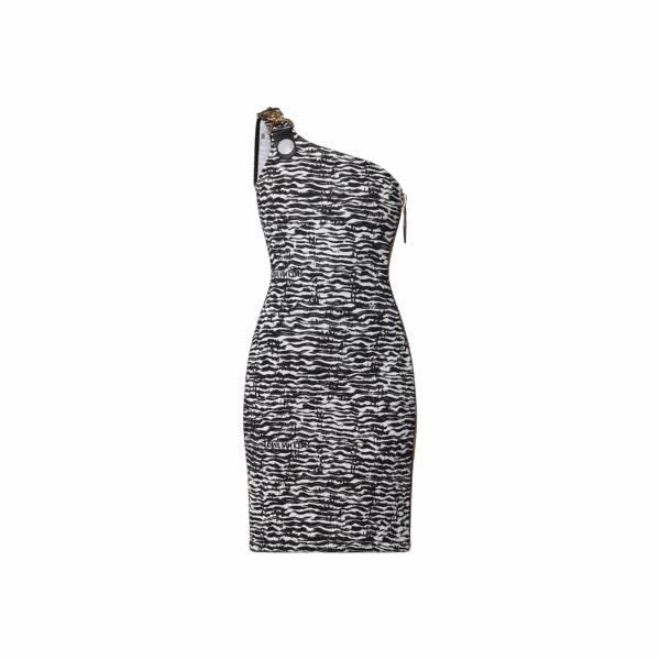Louis Vuitton Ink Tiger XXL Detail One-Shoulder Dress