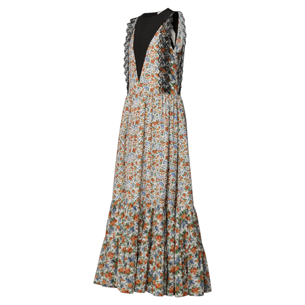 Louis Vuitton Lace Trim Mixed Floral Dress - Image 2