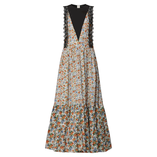 Louis Vuitton Lace Trim Mixed Floral Dress - Image 3