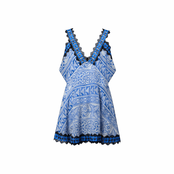 Louis Vuitton Lace Trim Monogram Tile Dress