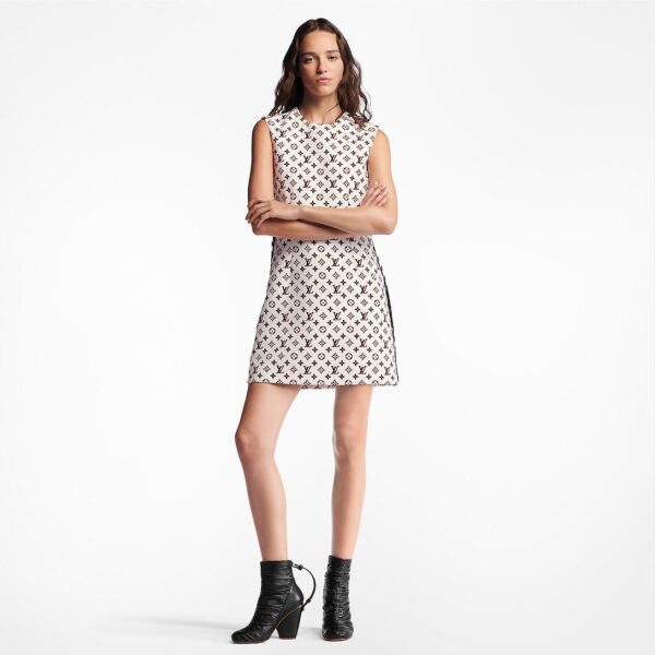 Louis Vuitton Leather Trim Tricolor Monogram Dress - Image 2