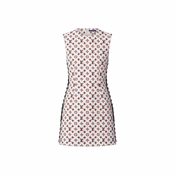 Louis Vuitton Leather Trim Tricolor Monogram Dress