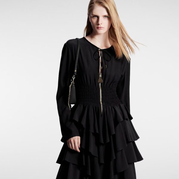 Louis Vuitton Long-Sleeved Tiered Dress - Image 3
