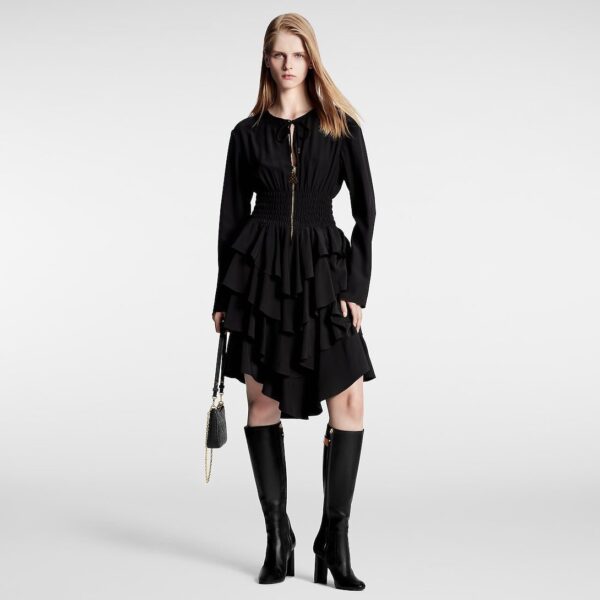 Louis Vuitton Long-Sleeved Tiered Dress - Image 2