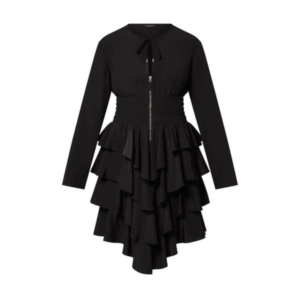 Louis Vuitton Long-Sleeved Tiered Dress