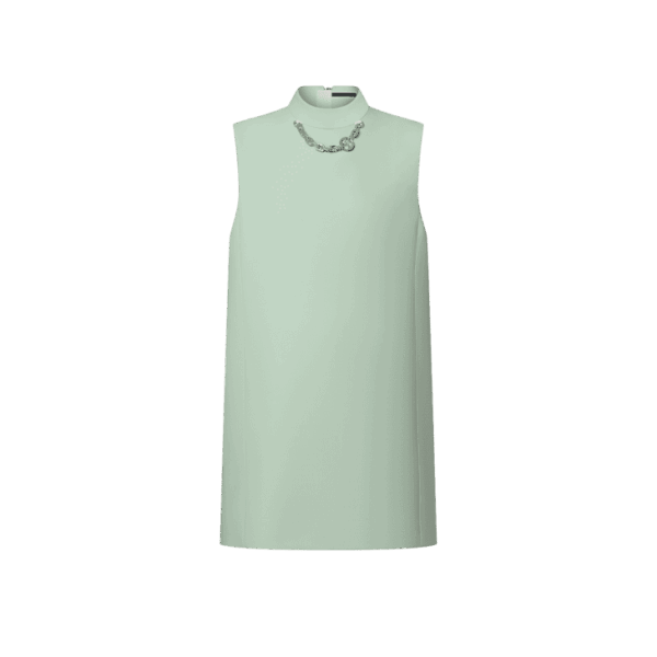 Louis Vuitton Leather Boutis Dress W/ See-through Yoke - Image 5