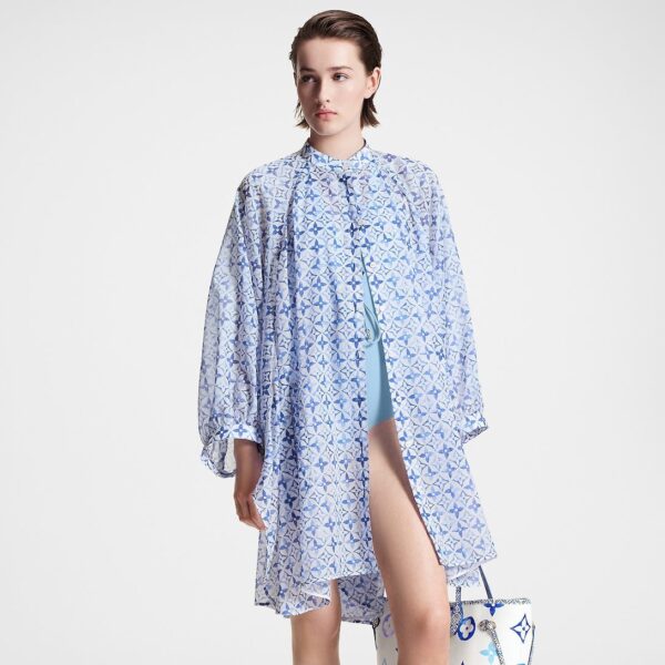 Louis Vuitton Monogram Flower Tile Batwing Shirt Dress - Image 3