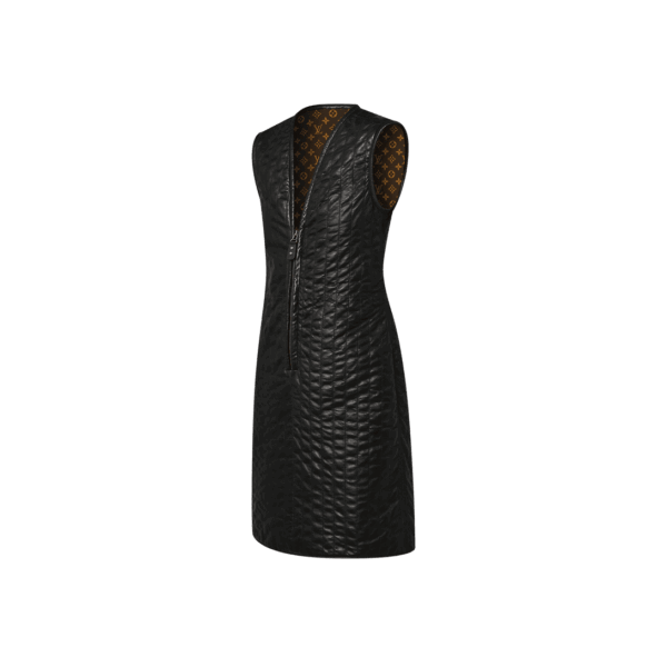 Louis Vuitton Pinstripe Leather Fitted Dress - Image 3