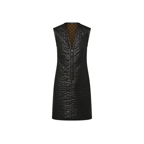 Louis Vuitton Pinstripe Leather Fitted Dress - Image 2