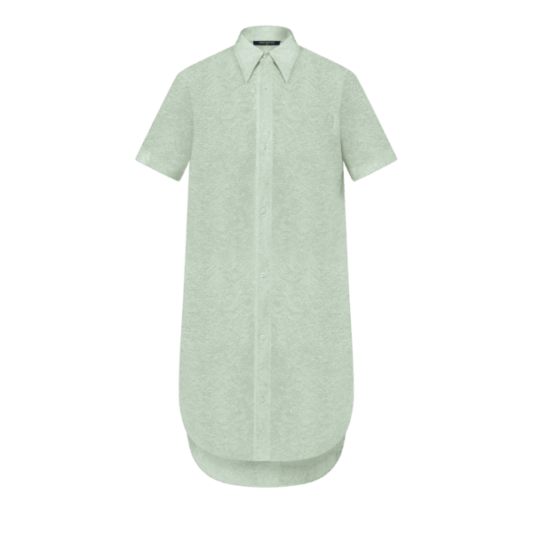 Louis Vuitton Sheer Sequin Lace Shirt Dress