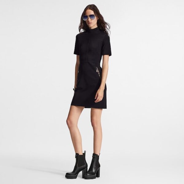 Louis Vuitton Short Sleeved High Neck Fitted Dress - Image 3